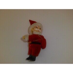 Vintage 1970s Clip on Hugger Plush Santa Christmas Tree Ornament 5 1/2''